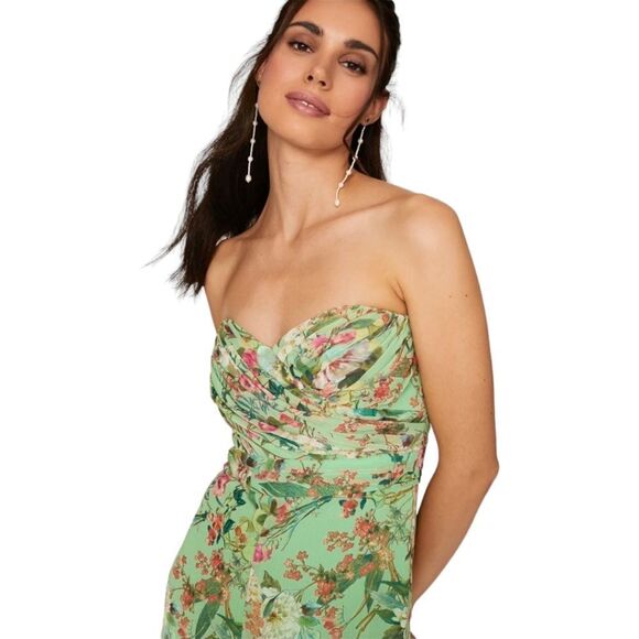 Jay Godfrey Strapless Romper Shorts Outfit sz 6‎ Floral Greenery Roses Flowers - Picture 6 of 16